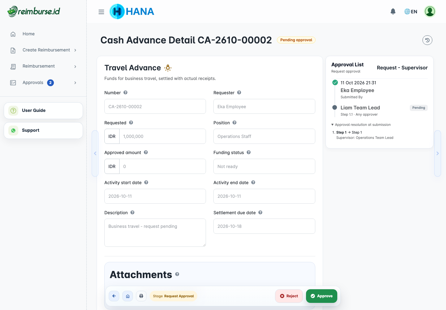 Saved approval resolution details