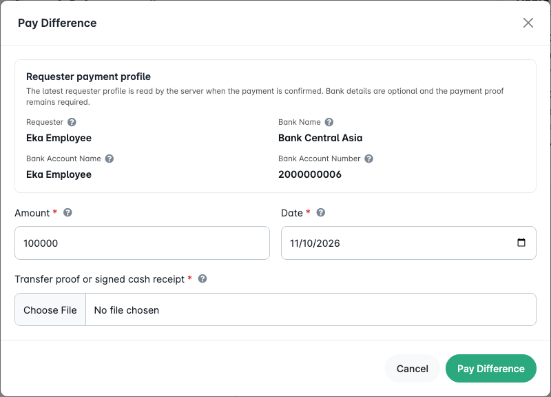 Record the approved additional payment