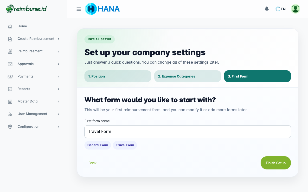 Langkah onboarding 3 – Formulir Reimbursement Pertama