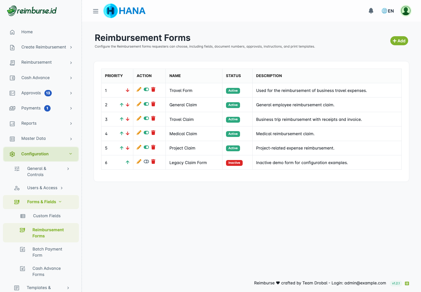 Formulir reimbursement yang tersedia