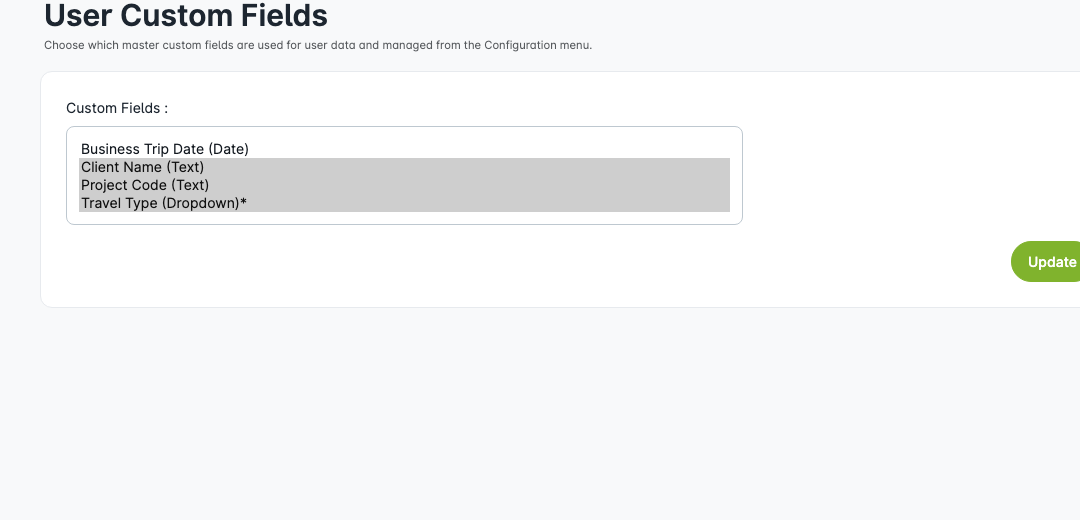 User Custom Fields