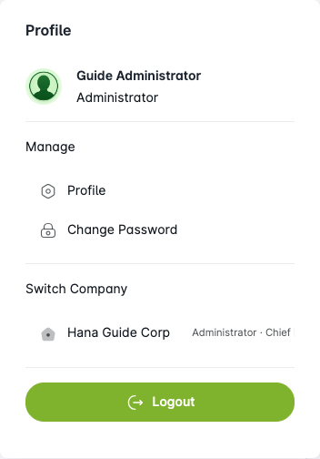Pindah perusahaan dari menu pengguna